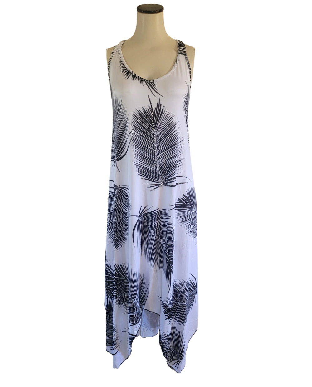 Black Feather Dress with Handkerchief Hem