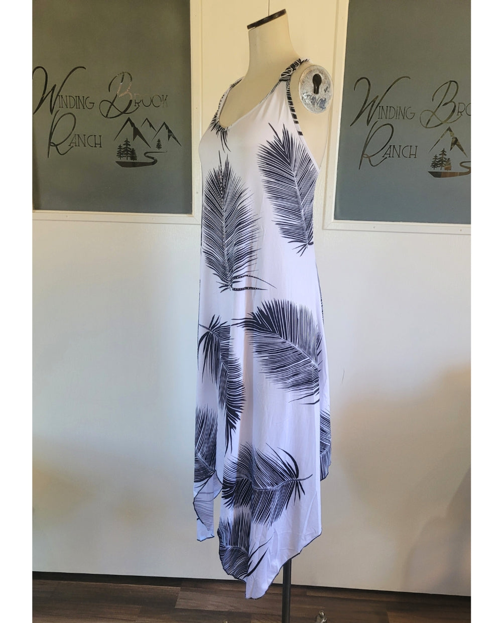 Black Feather Dress with Handkerchief Hem