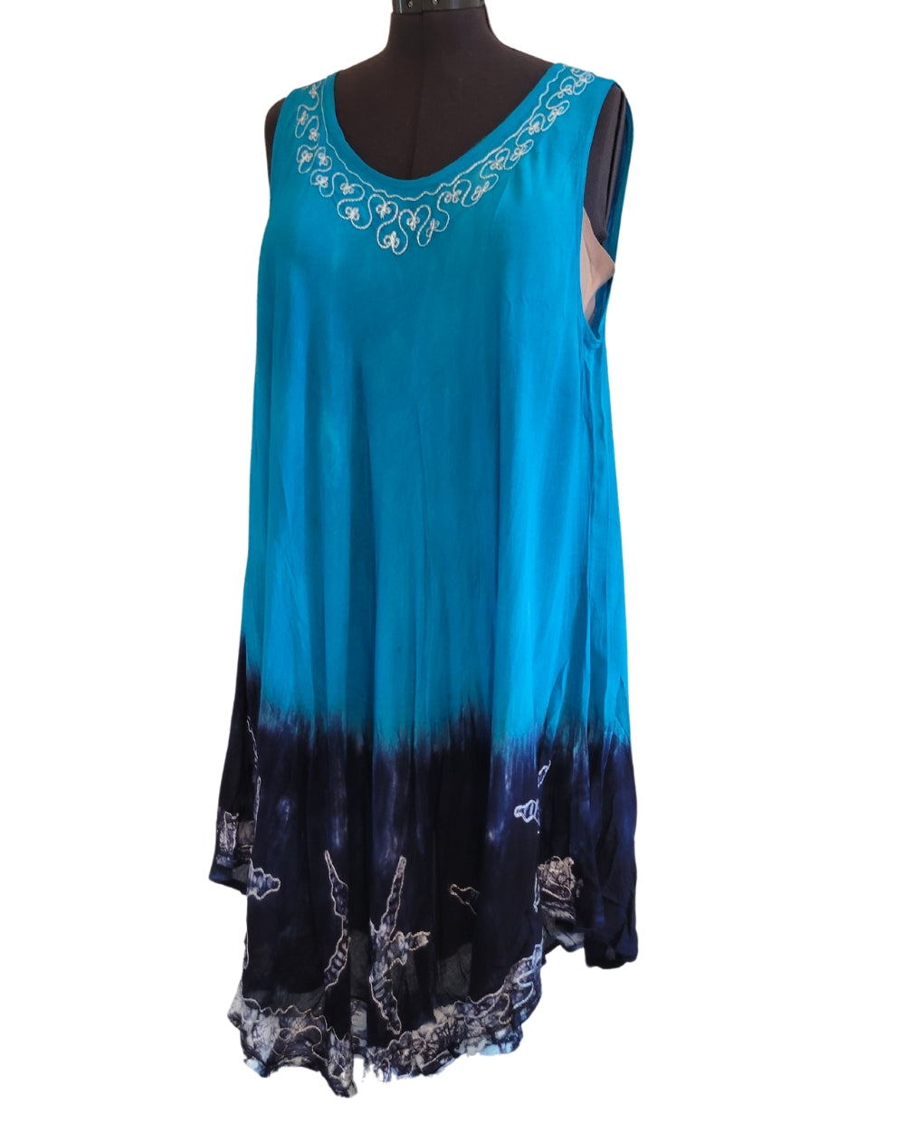 Blue Dipped Plus Size Summer Dress