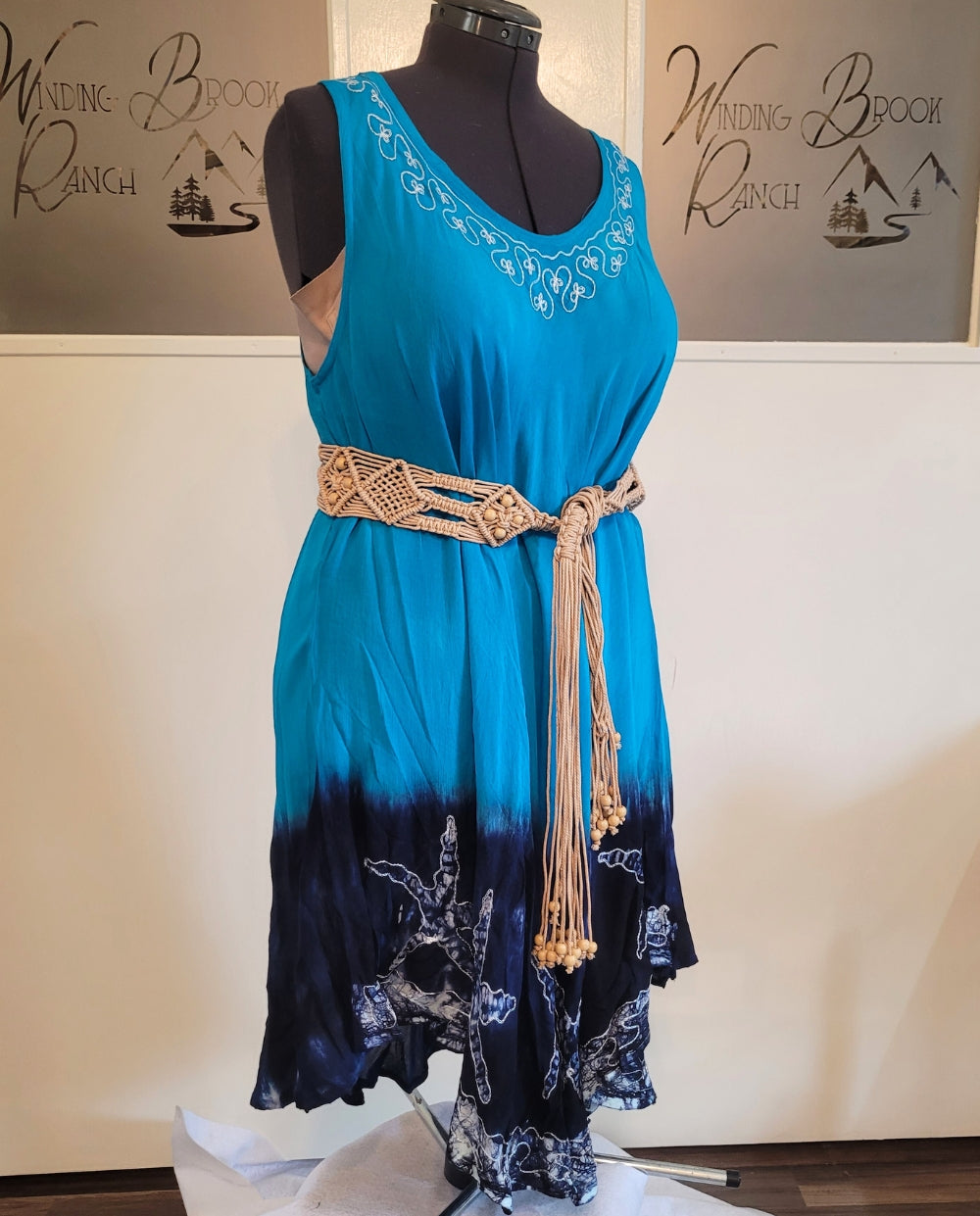 Blue Dipped Plus Size Summer Dress