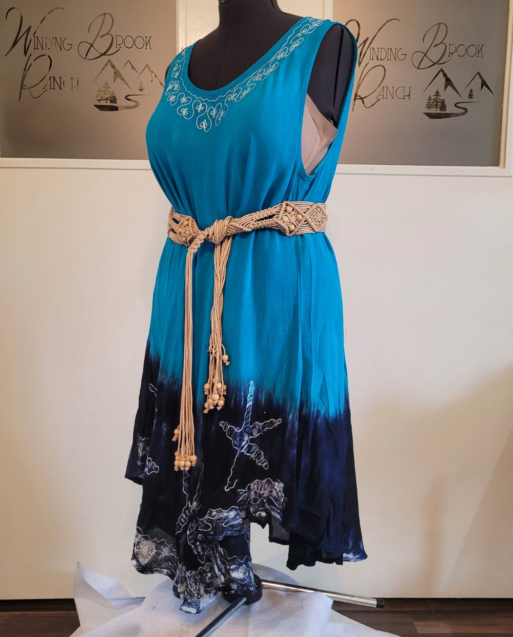 Blue Dipped Plus Size Summer Dress