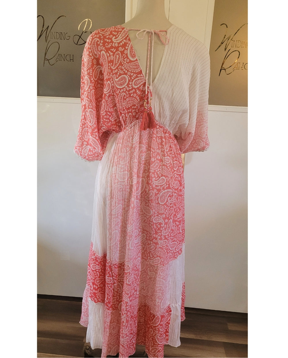 Elegant Sari Dress in Coral