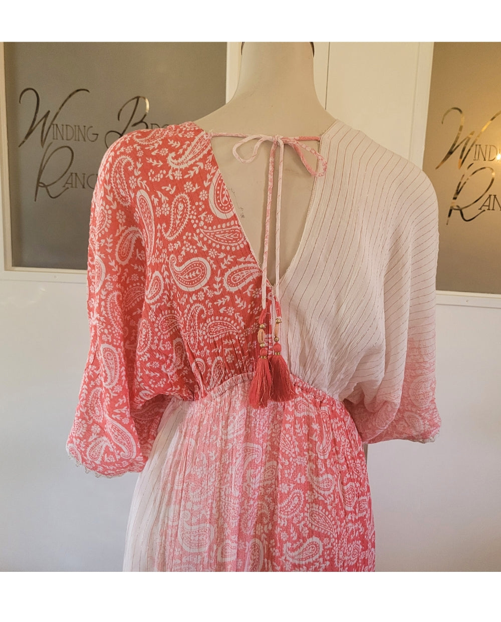 Elegant Sari Dress in Coral