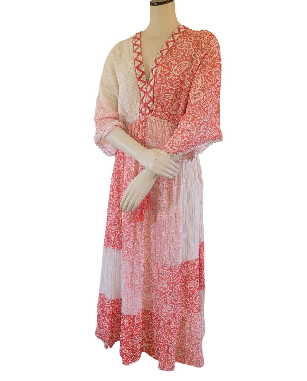 Elegant Sari Dress in Coral