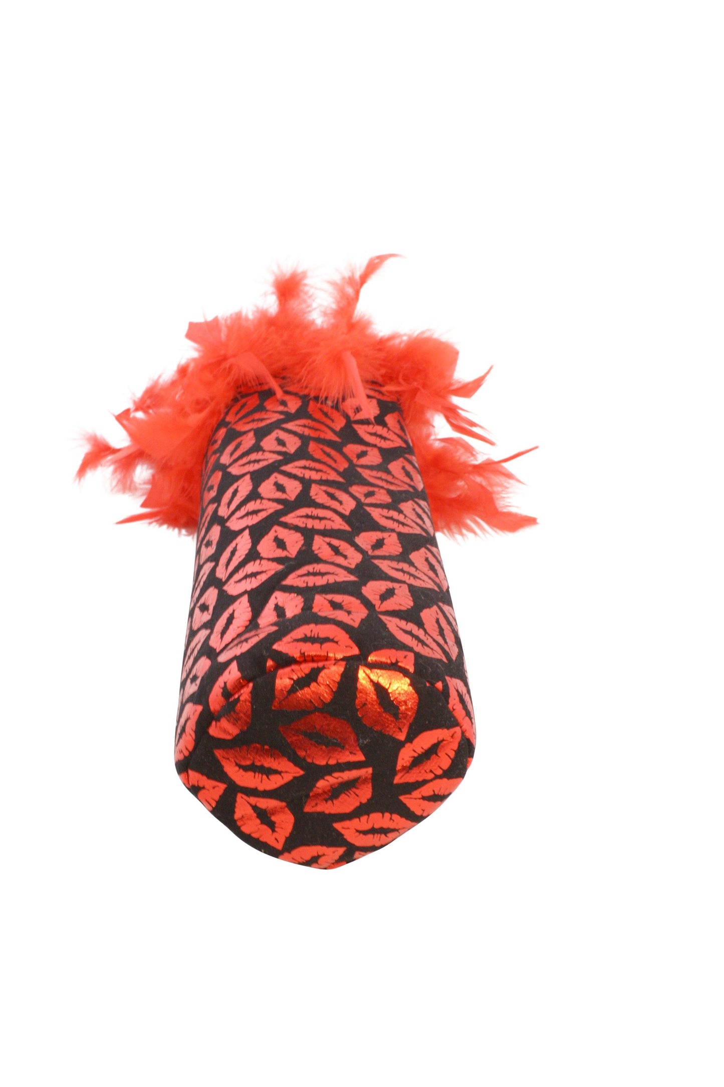 Diva Wine Bag with Red Metallic Lips and Feather Trim - Tipsy Totes | Wine Gifts | Beer Koozies | Wine Totes | Simply Fabulous