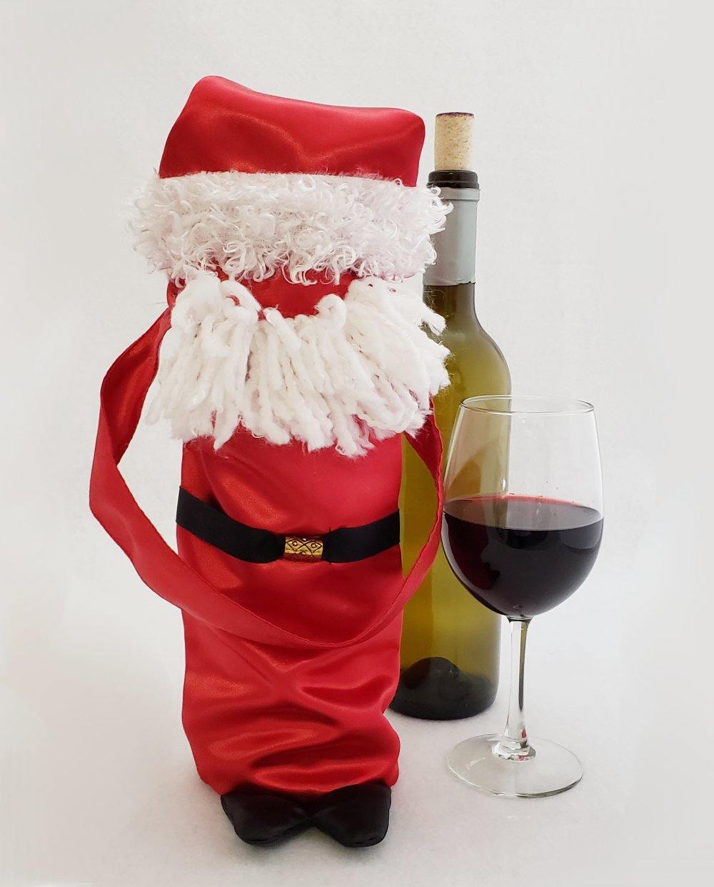 Adorable Santa Bag with Hat and Feet - Tipsy Totes | Wine Gifts | Beer Koozies | Wine Totes | Simply Fabulous