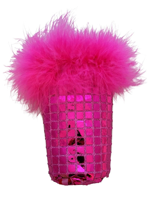 Hot Pink Square Sequin Beer Holder Koozie