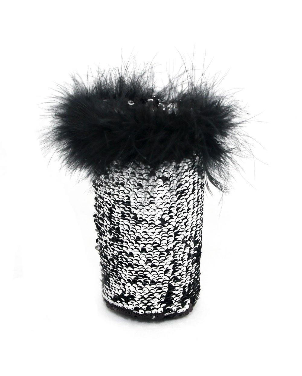 Black and Silver Reversible Mermaid Sequin Fabric Beer Coolies for Water or Beer Bottles - Tipsy Totes | Wine Gifts | Beer Koozies | Wine Totes | Simply Fabulous